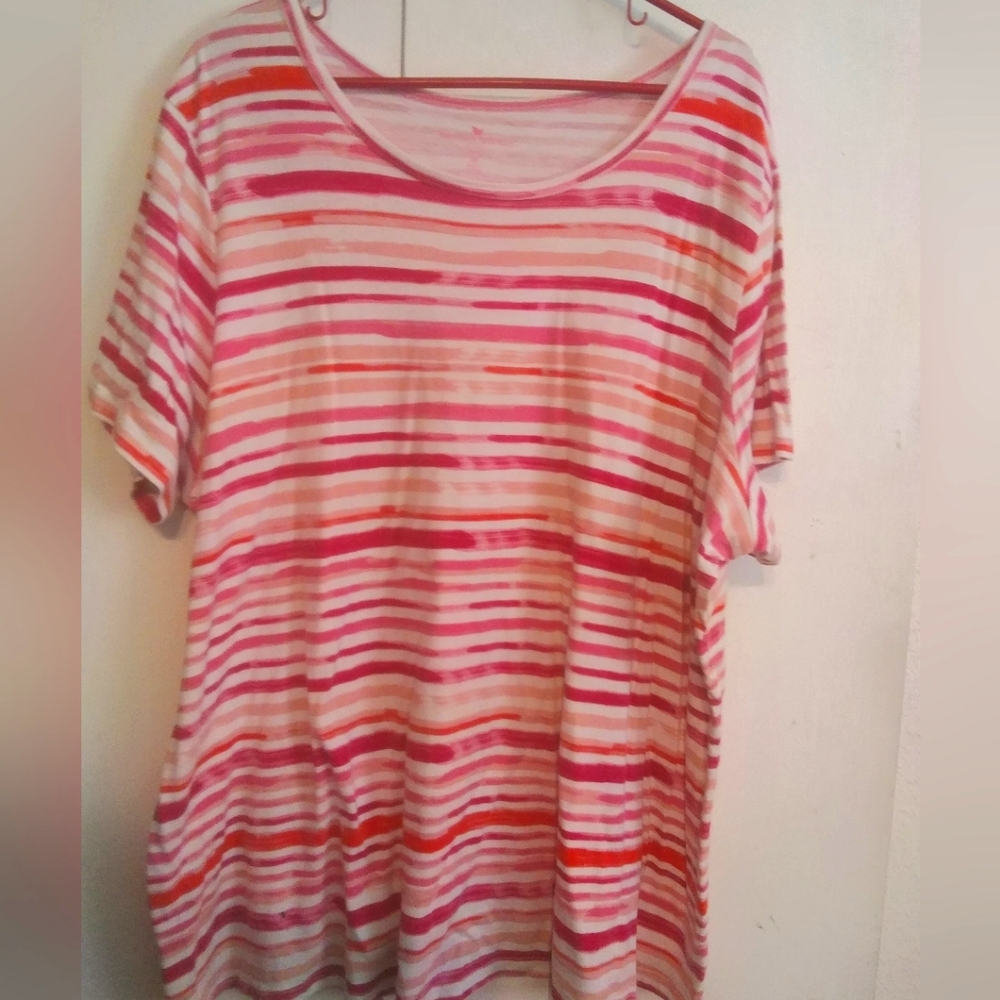 2X Woman Within shirt with water color stripes